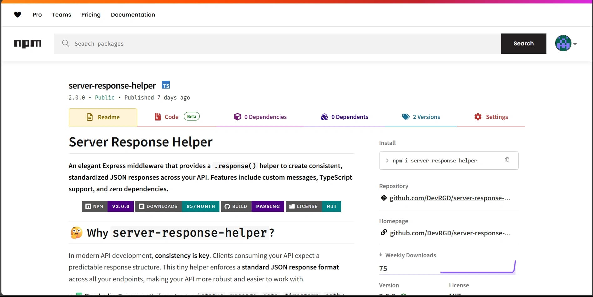 Server Response Helper